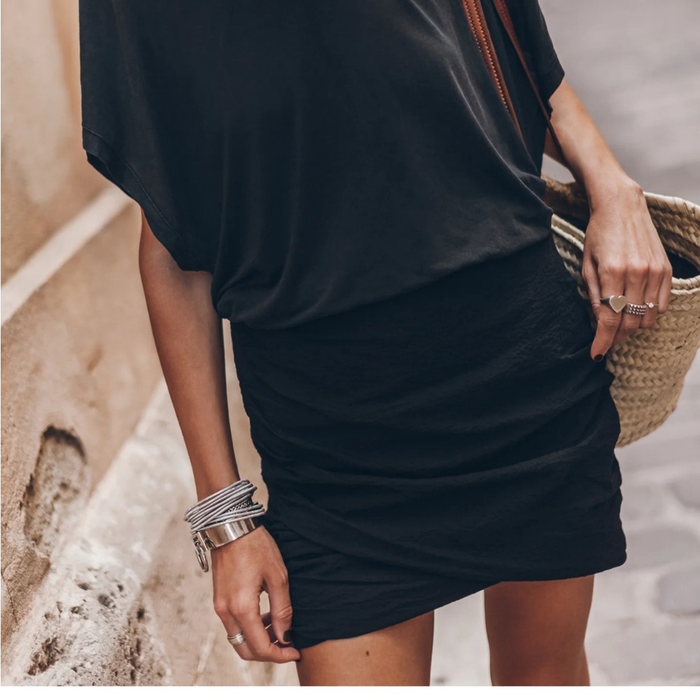Mikuta Black Draped Summer Skirt XS NWT!